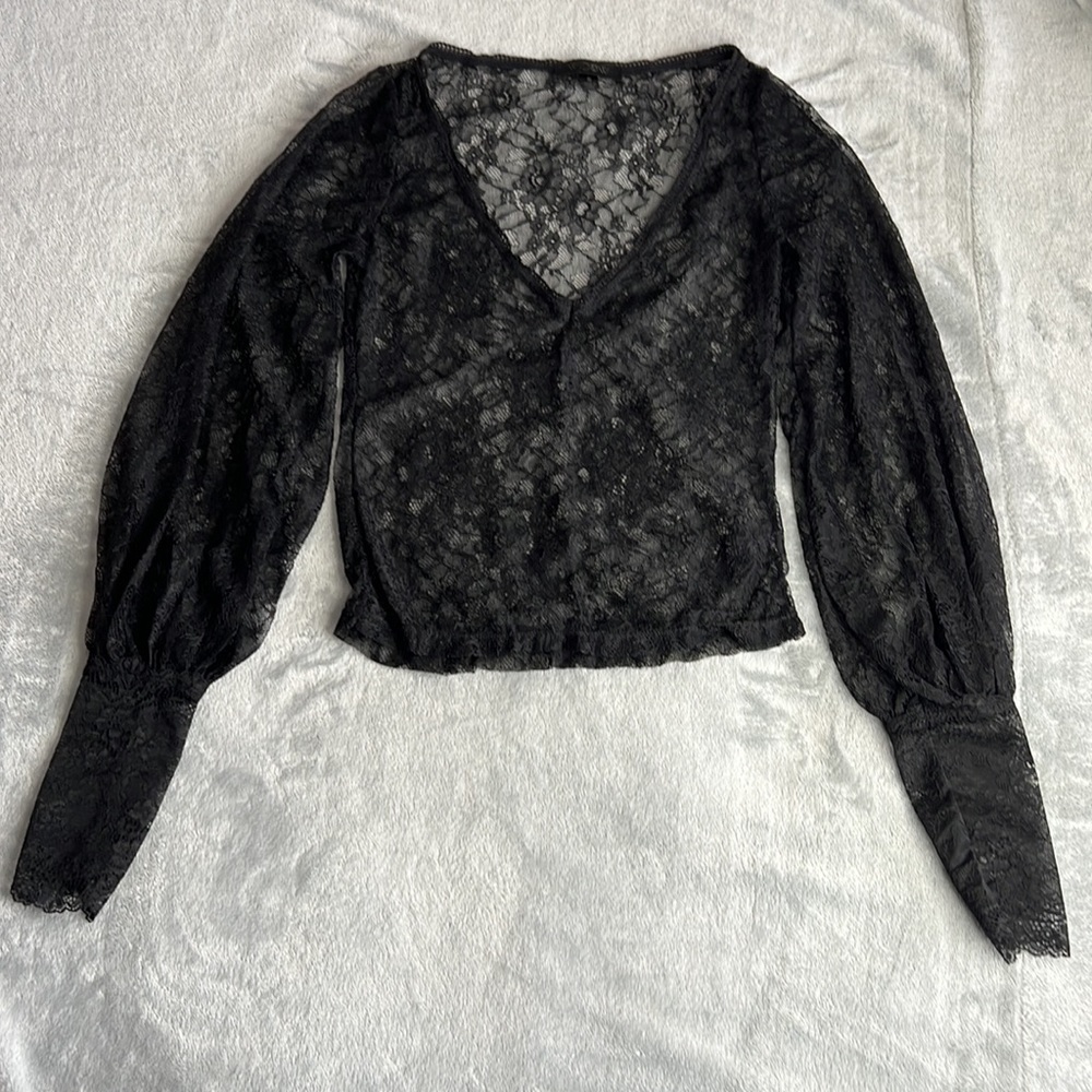 NWOT Widow Midnight Hour Victorian Blouse Top Black Size Small - Picture 5 of 14